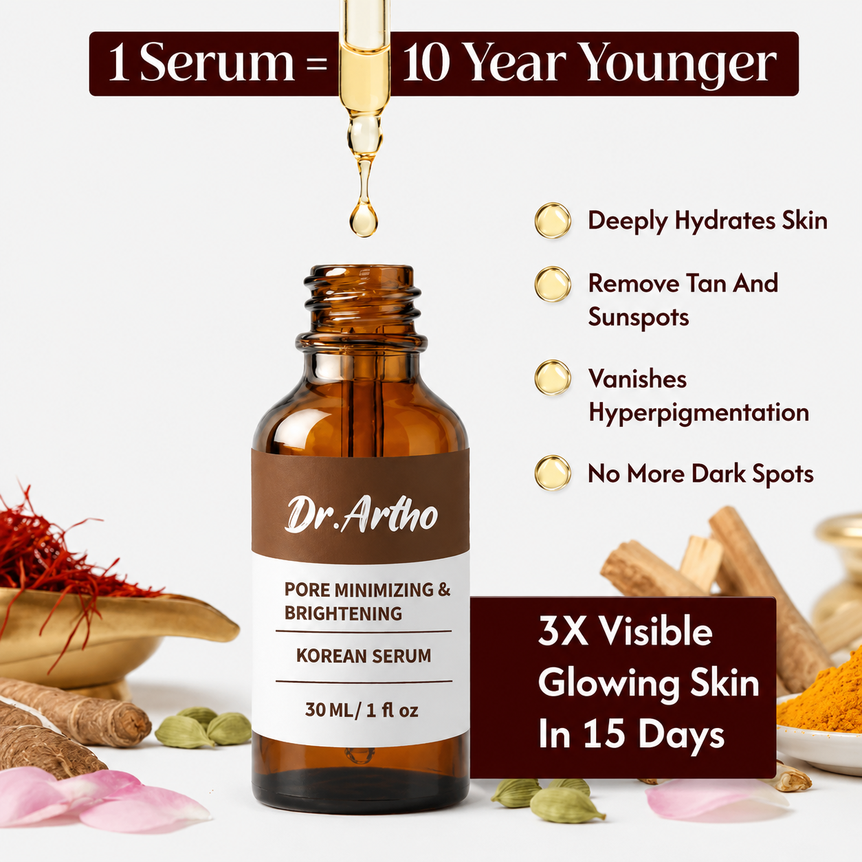 Dr Artho Korean Glass Skin Brightening serum - 30ml